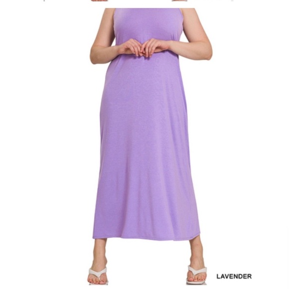 Dress Maxi size 3x Lavender 25” pit to pit 52”Length Sleeveless Flared Scoopneck - Picture 2 of 2